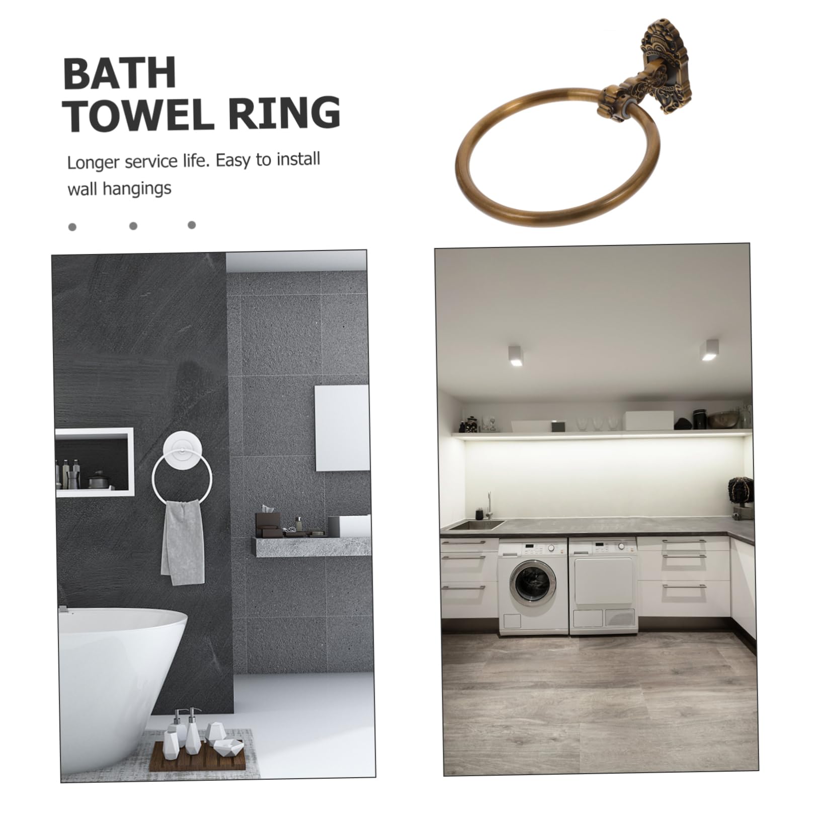 Homoyoyo Toallero Elegante Dorado de Montaje Redondo en Aluminio Pared Aro Diseño Ahorro de Espacio y Baño y Cocina