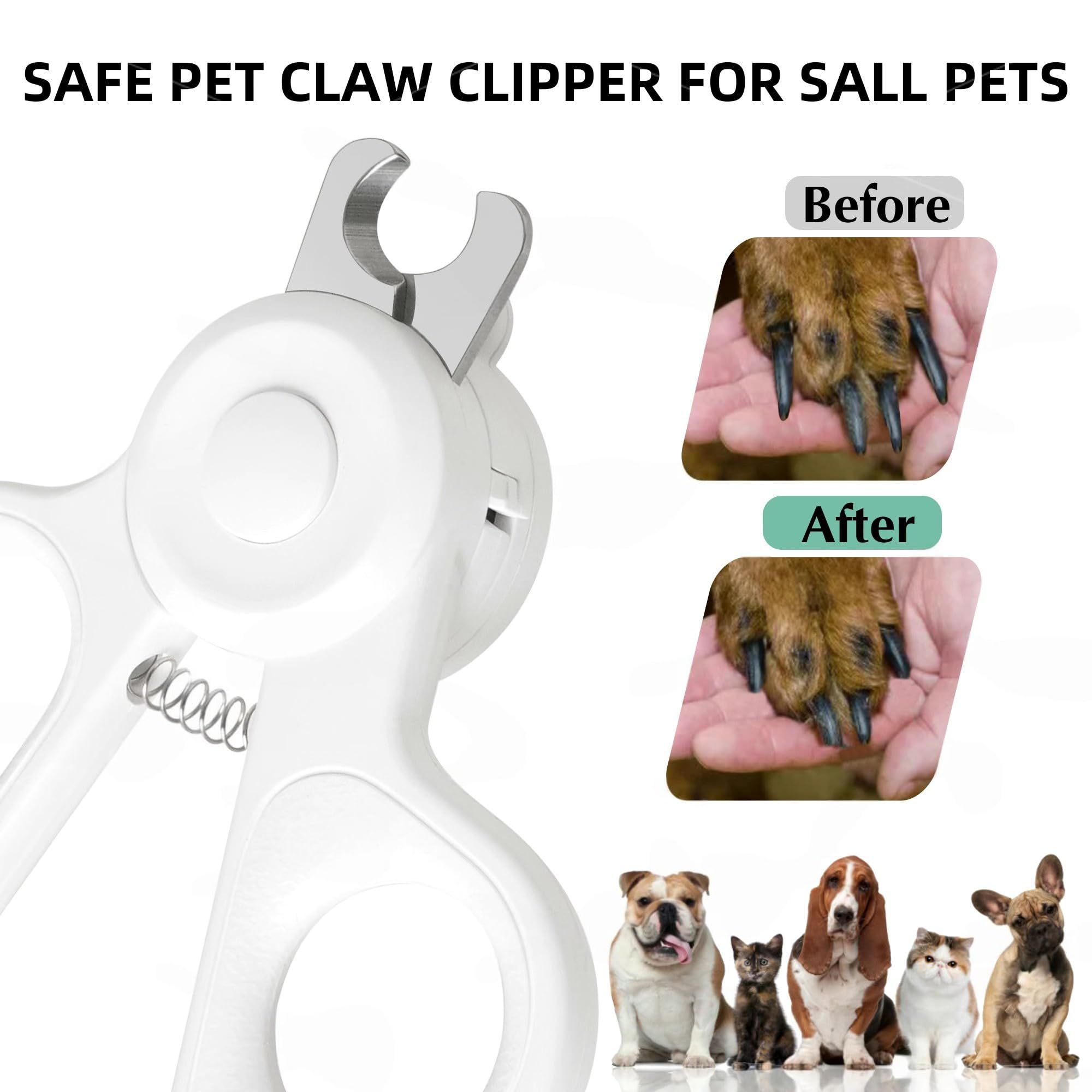Professional Dog and Cat Nail Clippers with Lights to Illuminate Nails or Blood Lines for Safe Trimming，Sharp Stainless Steel Pet Nail Trimmers with Safety Guard to Avoid Overcutting for Small Animals - image 4