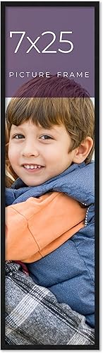 Marco de fotos negro de madera real de 7 x 25 pulgadas de ancho de 0.75 pulgadas  Profundidad del marco interior de 0.5 pulgadas  Marco de fotos