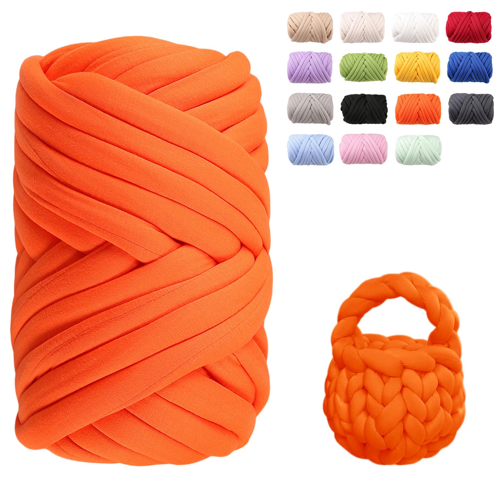 Armstricken Wolle 500g 25m Dicke Chenille Wolle zum Handstricken Weiches Chunky Yarn Schlauchgarn Häkelwolle Dickes Garn zum Häkeln für Taschen, Decken, Haustiernester, DIY-Kunsthandwerk (Orange)