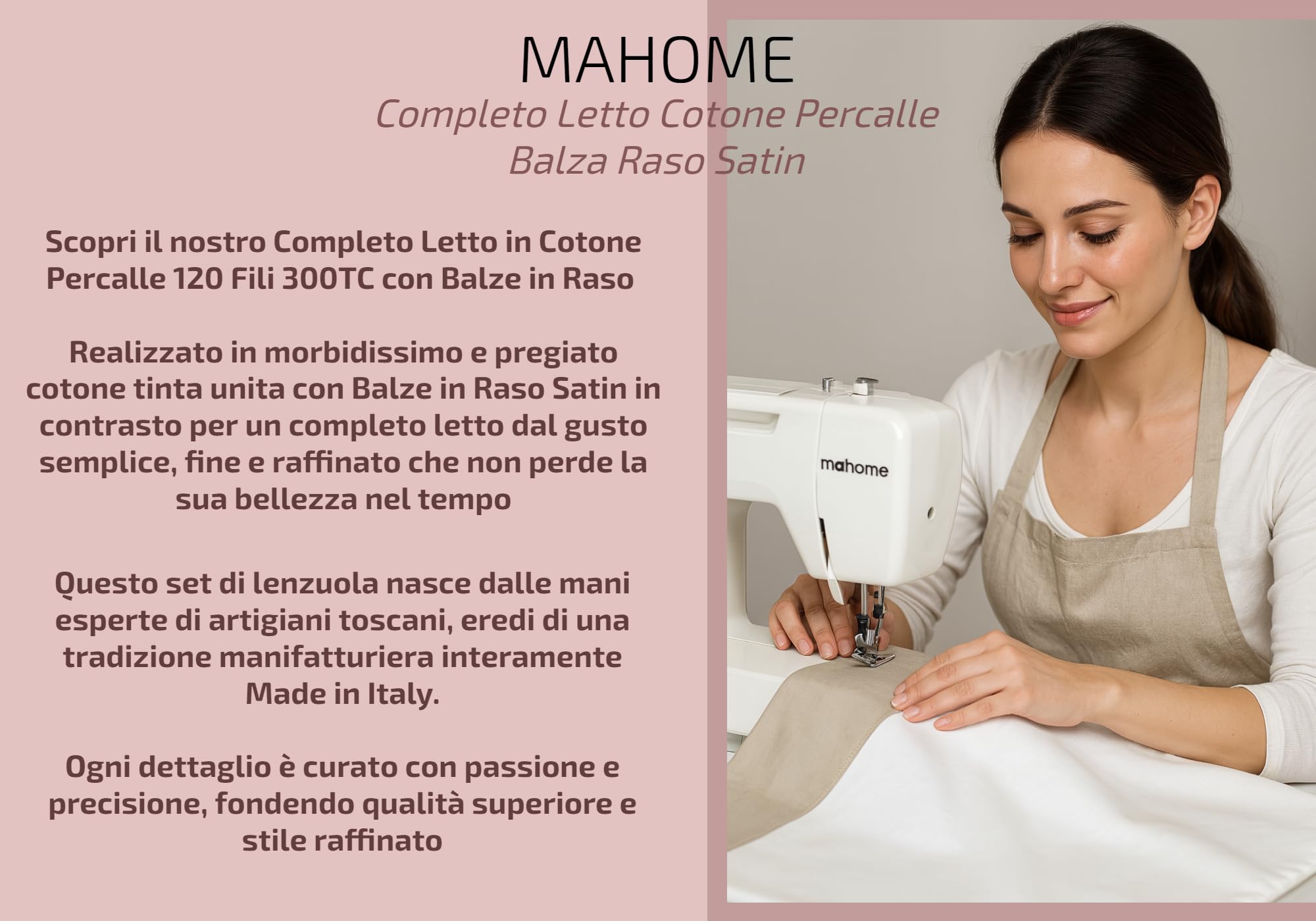 Mahome Set Completo Lenzuola Matrimoniale in 100% Puro Cotone Italiano 120 Fili 300TC Doppia Balza in RASO SATIN - Completo Letto Pregiato Tinta Unita con Doppia Balza in Raso Made in Italy (Salvia)