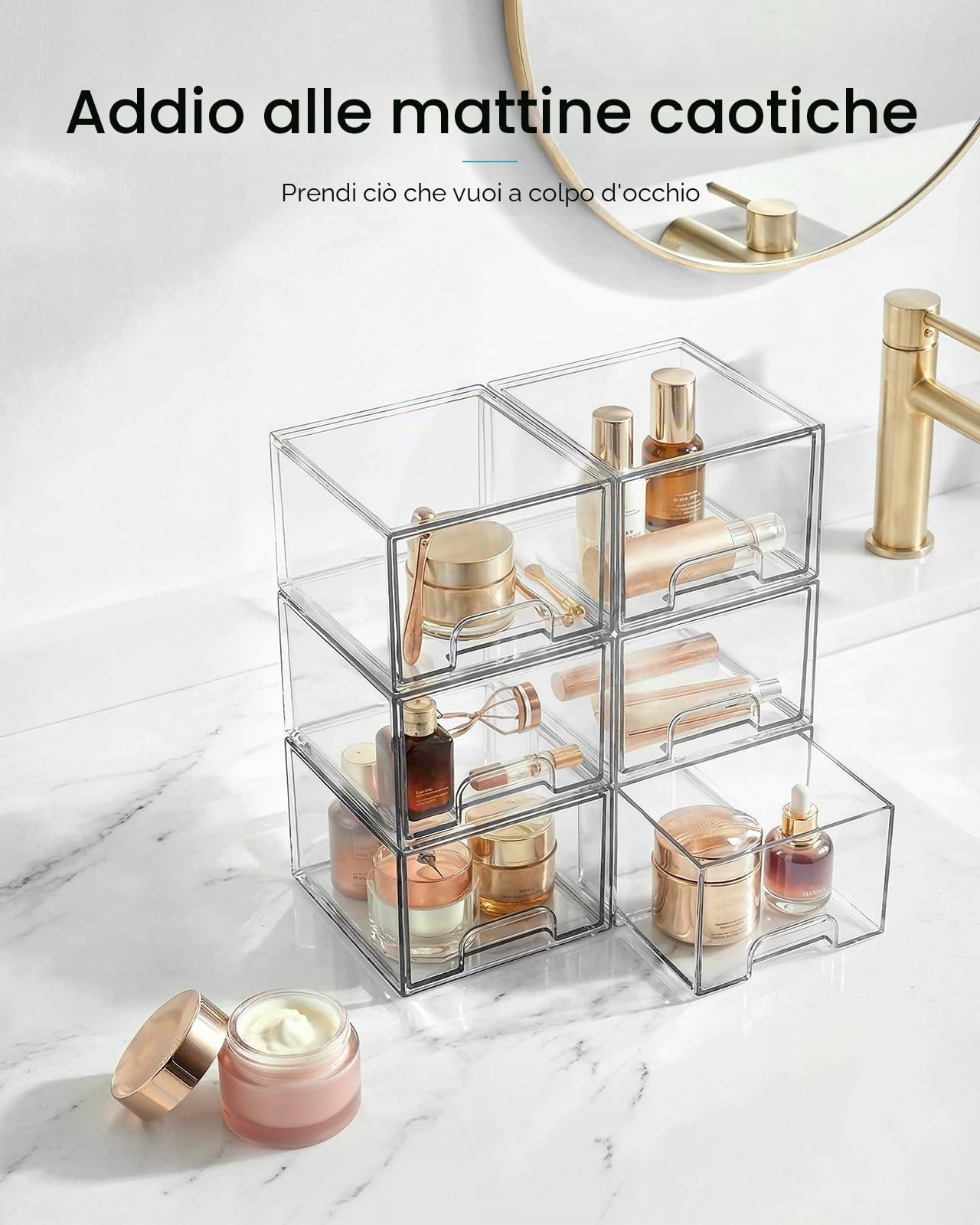 Vtopmart cassetti impilabili per il trucco (8pack pequeño) | Organizer da bagno in acrilico, per comò, cosmetici, cucina, dispensa, scrivania