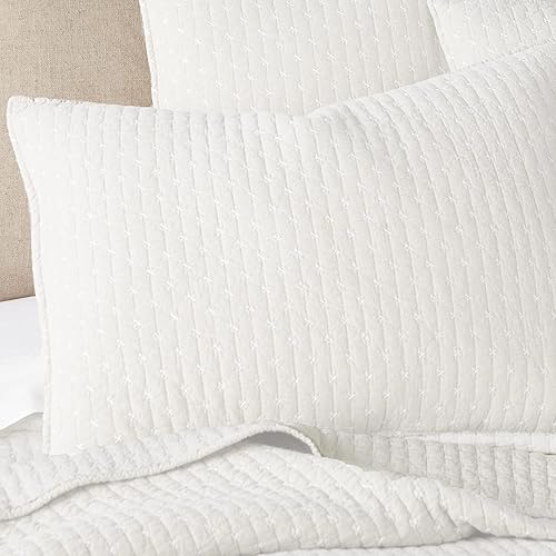 Miniatura 6 de Levtex Home - Juego de colcha de punto de cruz color crema - Colcha acolchada King y dos fundas de almohada King - Patrón de punto de cruz - Colcha