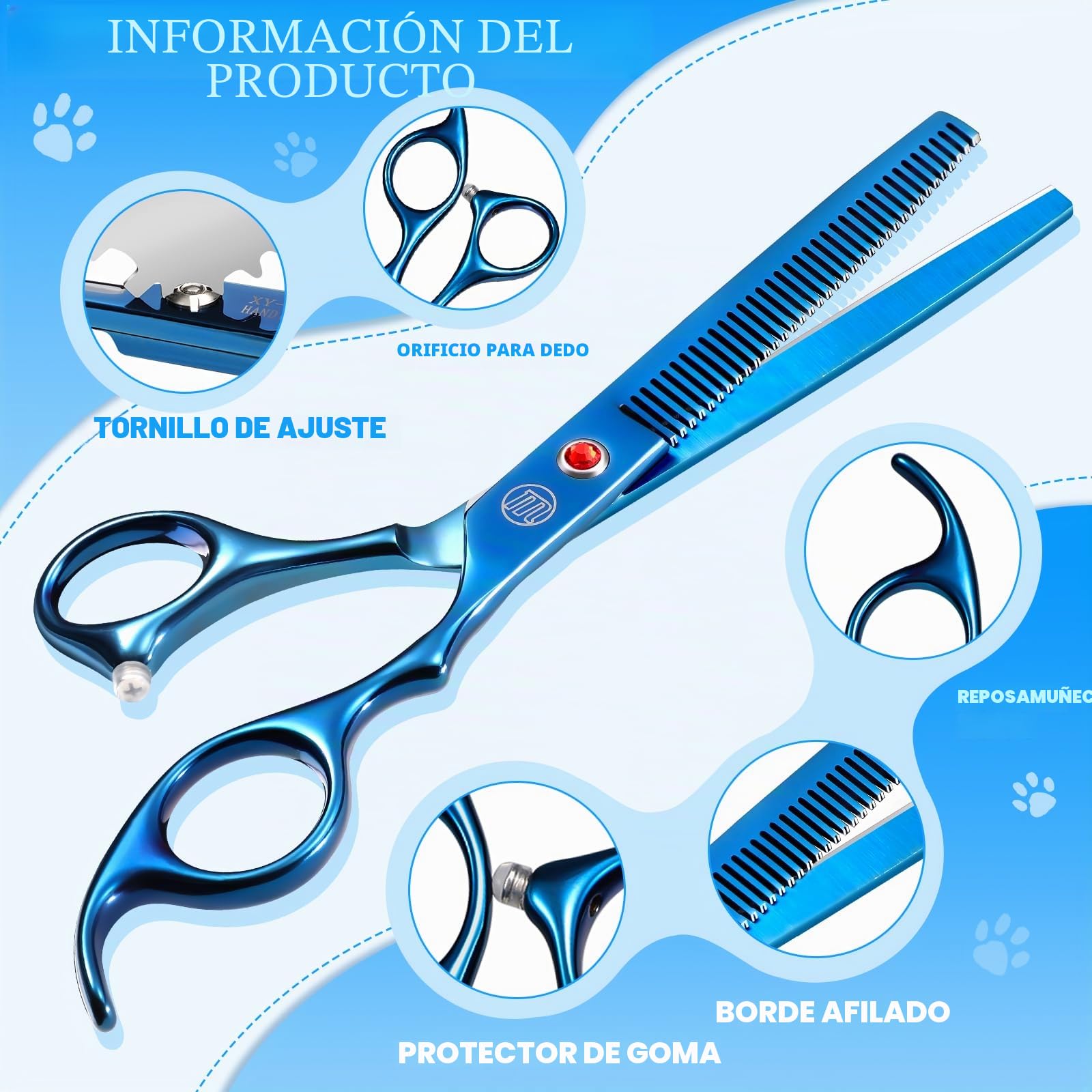 Juego de tijeras profesionales de aseo para perros y mascotas,18 cm/20 cm, tijeras curvadas para aseo de perros, tijeras de entresacar, con peine de aseo, tijeras de corte en bloque