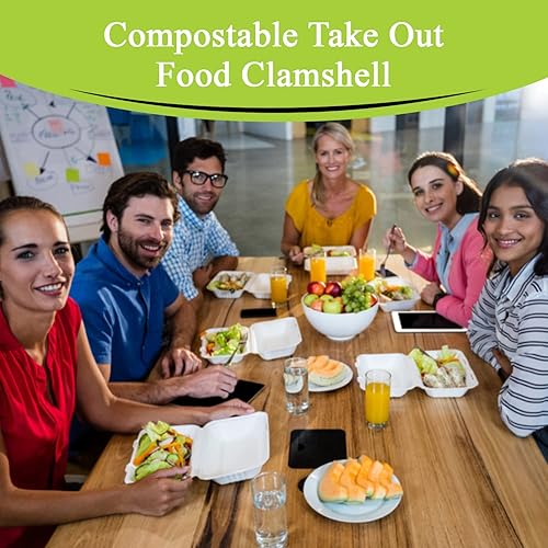 Miniatura 2 de three leaf Abrazadera de bagazo de 9 x 6 pulgadas, 1 compartimento, 200 unidades, resistente, súper fuerte, natural, ecológica, desechable, 100%