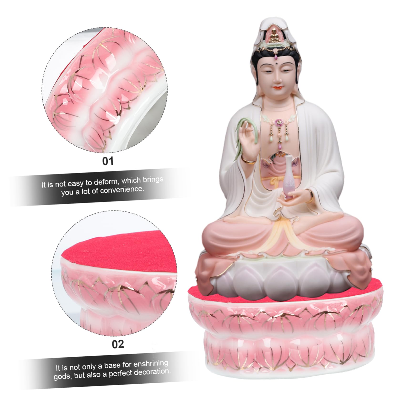 PRETYZOOM Lot De 3 Statues De Bouddha Décoratives De Jardin Base En Céramique Pour Décoration Dintérieur