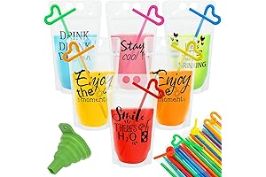 Reusable Drink Pouches with Straws 50 Pcs