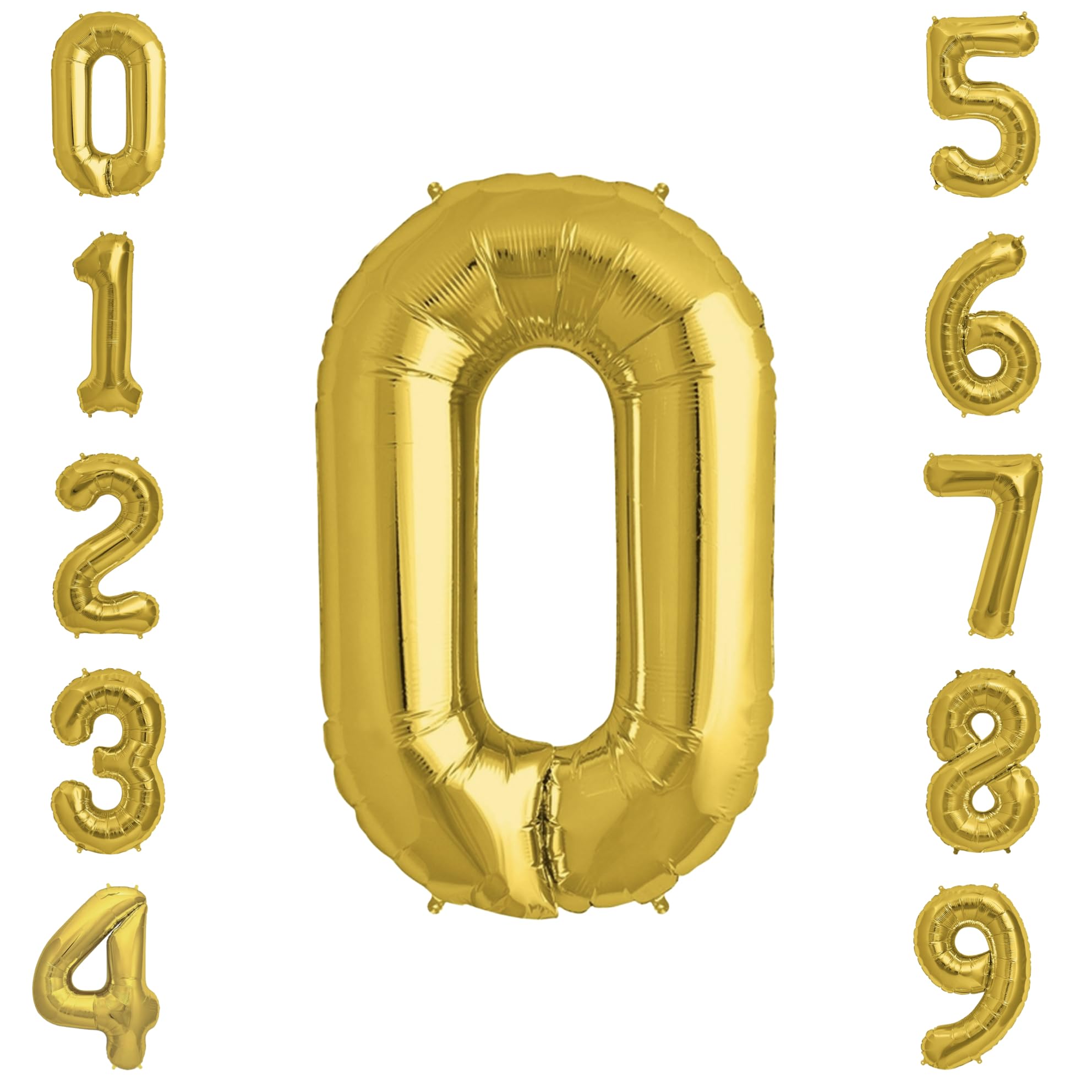 Zebra Balloons Gold Number 0 Foil Balloon - Small 30Cm 12Inch Air-Only Party Decoration, Birthday, Anniversary, Celebration