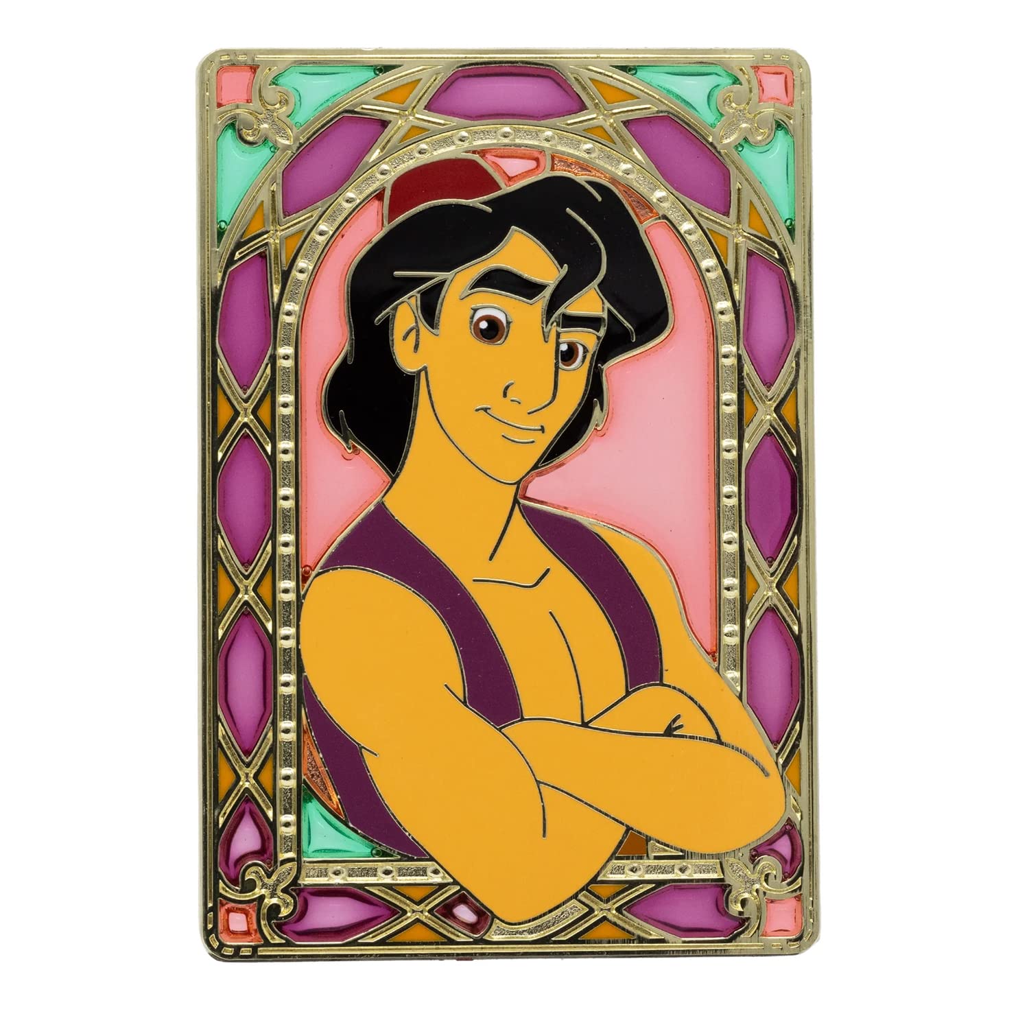 DisneyStained Glass 3" Collectible Pin Limited Edition 300 Aladdin, Metal, no gemstone