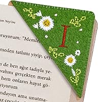 Vista 69 de Marcapáginas de esquina bordado, marcapáginas personalizadas con 26 letras de diseño de triángulo de fieltro, bordado y hecho a mano para tu placer