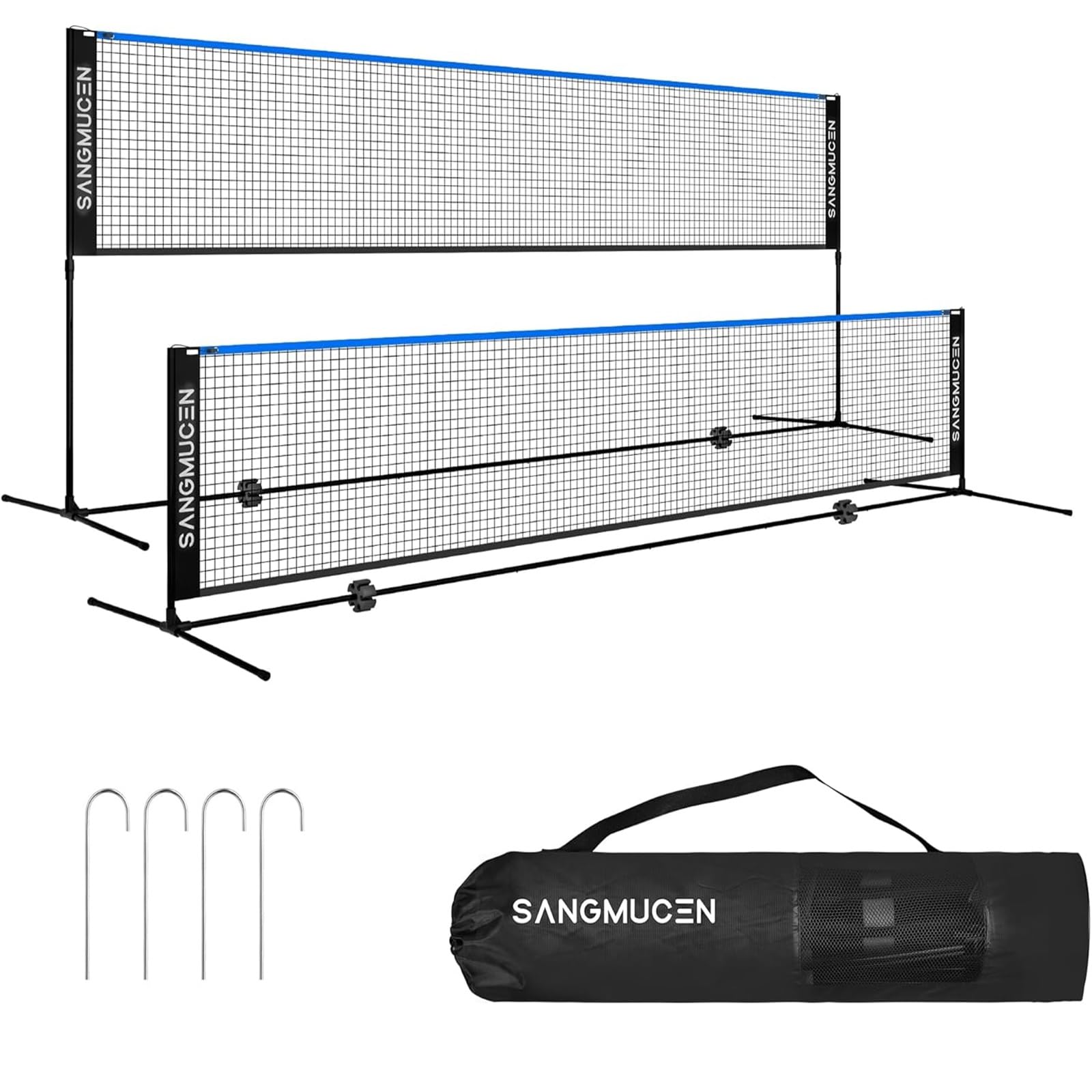 Badminton Net Set Outdoor Height Adjustable Post Frame Stand Portable Garden Backyard with Carry Bag for Pickleball Tennis Badminton Volleyball