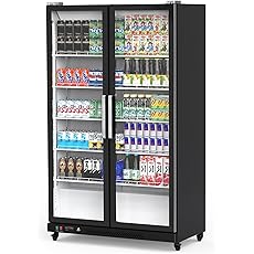 GarveeHome Commercial Refrigerator, Glass Door with LED Lighting - Upright Beverage Display Cooler for Home, Store, Gym, or Office, Featuring Double Swing Doors and 28.2 cu.ft