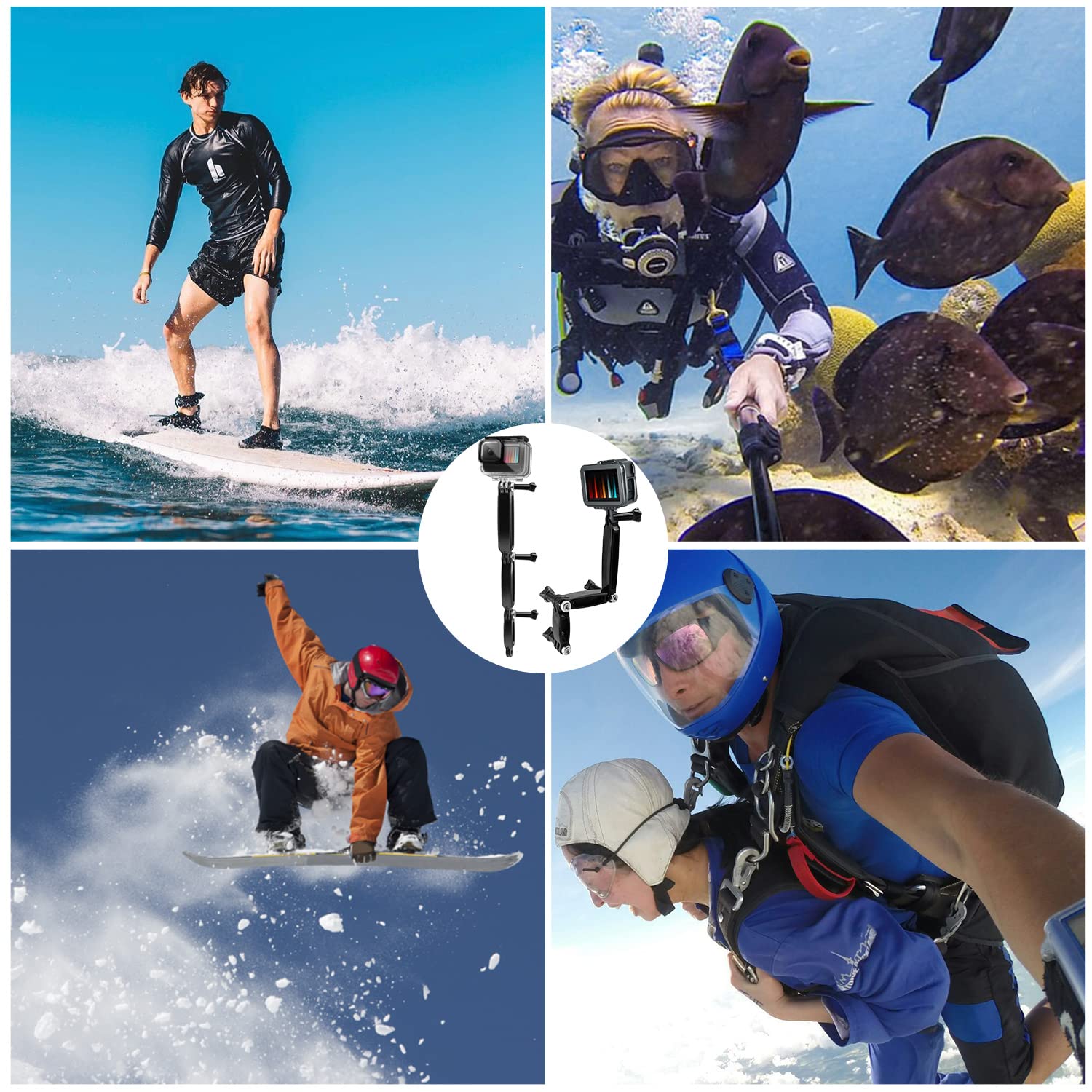Braccio di Estensione Braccio Girevole Regolabile Accessori Attacco Attacchi GoPro Bracci di Prolunga Supporto Adattatore per Gopro Hero e Altre Videocamera d’azione