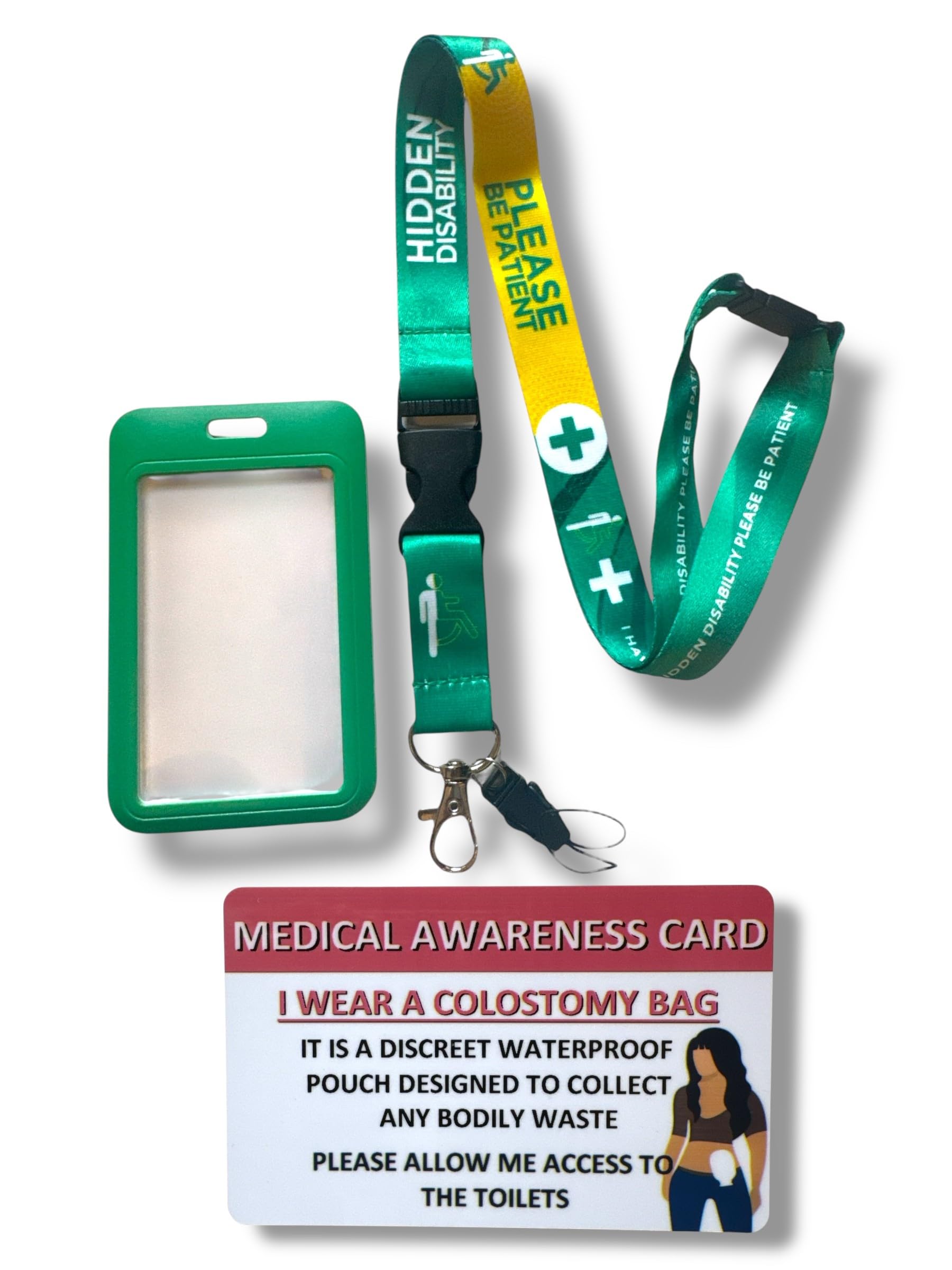 Hidden Disability Lanyard with Enclosed Hidden Disability Card Holder & Disability Awareness Card (Colostomy Bag) — image 1
