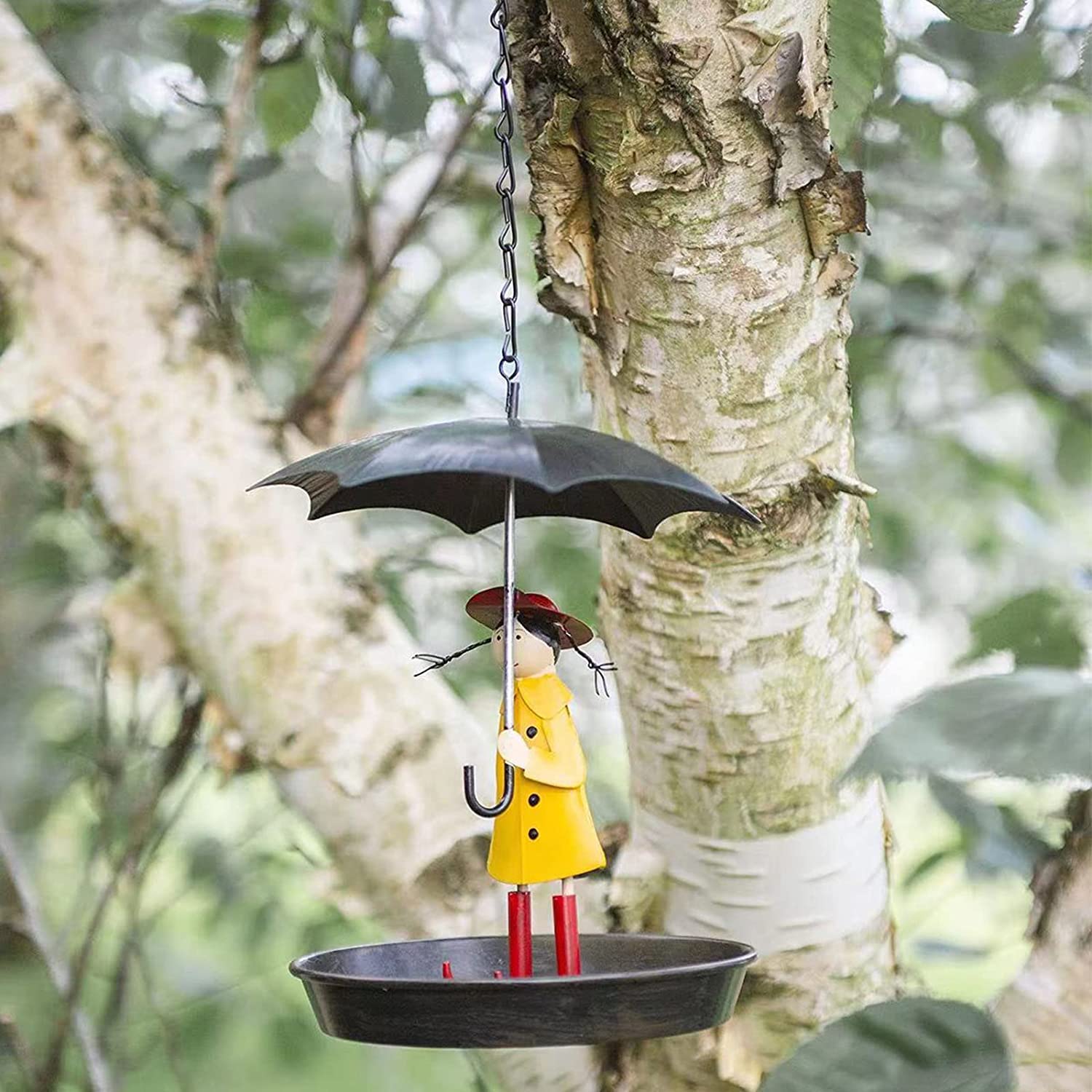 Mangiatoia per uccellini per bambine con ombrello, mangiatoie per uccelli selvatici da appendere all'aperto creative per decorazioni per terrazze per recinzioni del patio del cortile del giardino