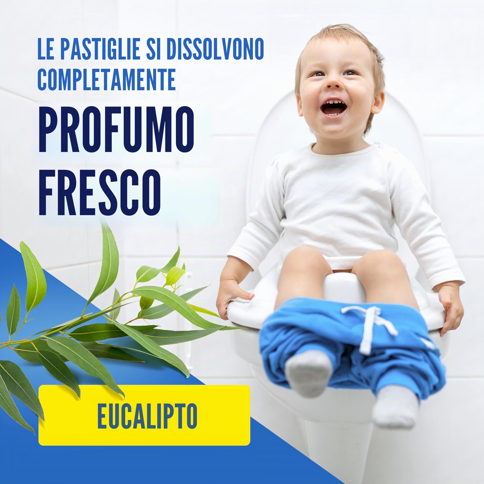 Schede per WC a 3 fasi, formula di eucalipto, fresca, 35 pastiglie