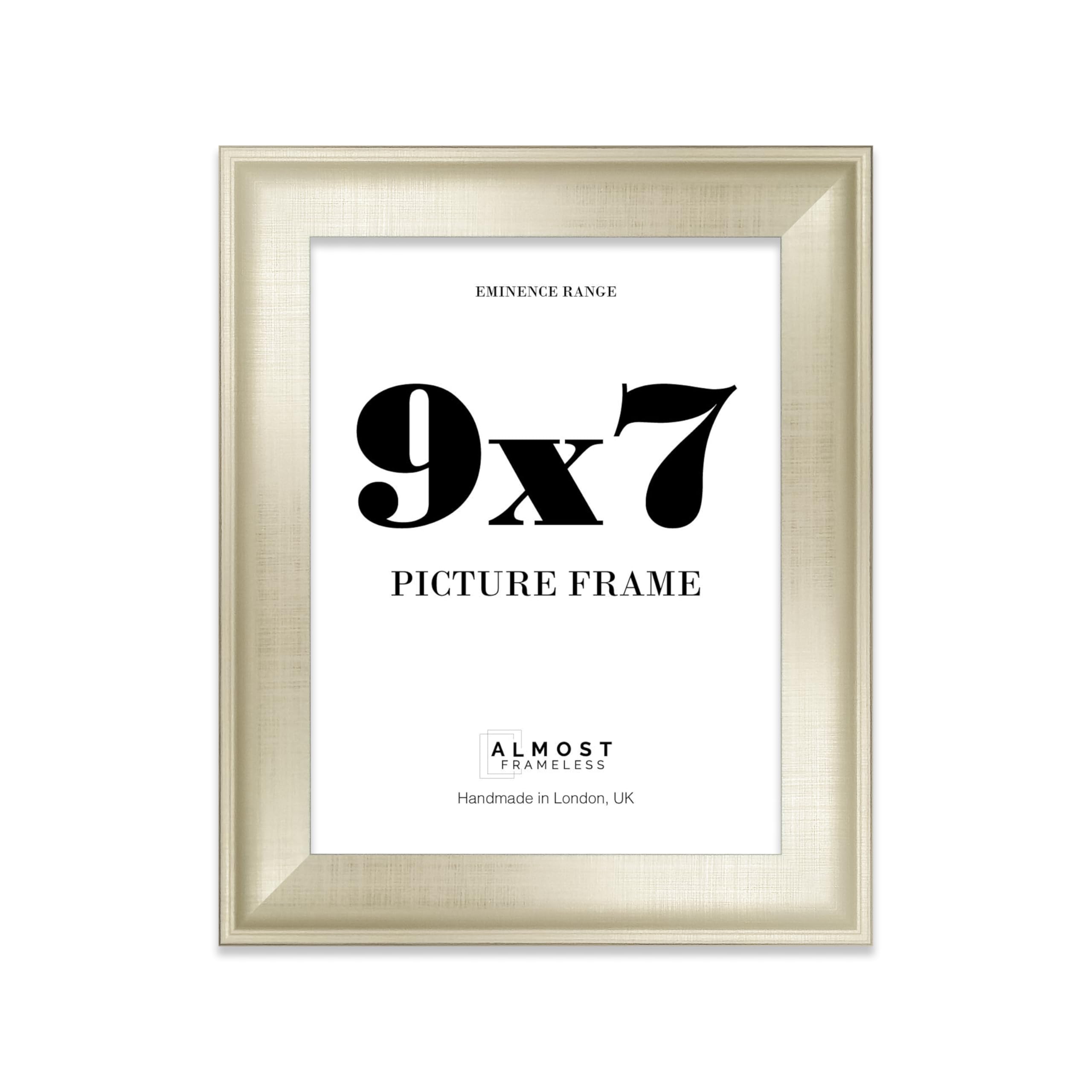 9x7" Silver Picture Frame - Rustic Wood Industrial Effect Photo Frame for Wall Display, Ideal for Posters, Prints & Home Décor, Wall Hooks and Kickstand, 32mm Edge - 1 Pack