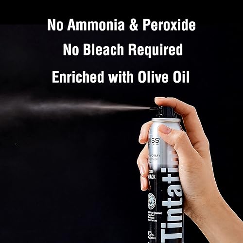 Vista 5 de RED BY KISS TINTATION SPRAY TEMPORAL DE COLOR PARA EL CABELLO 6 OZ #Spray&Mascara (negro),#Spray&Mascara (marrón oscuro),Negro (2 Pack-Black),Negro