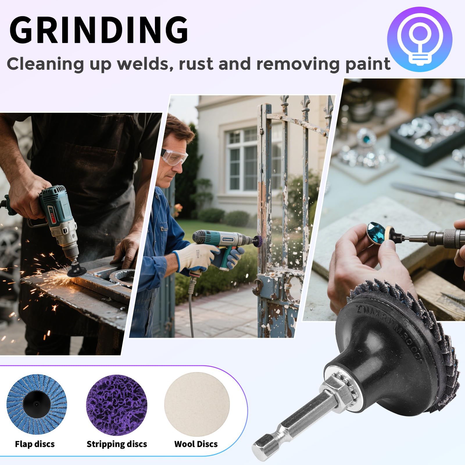 170pcs 2 Inch Sanding Discs Set, Die Grinder Sanding Disc Quick Change