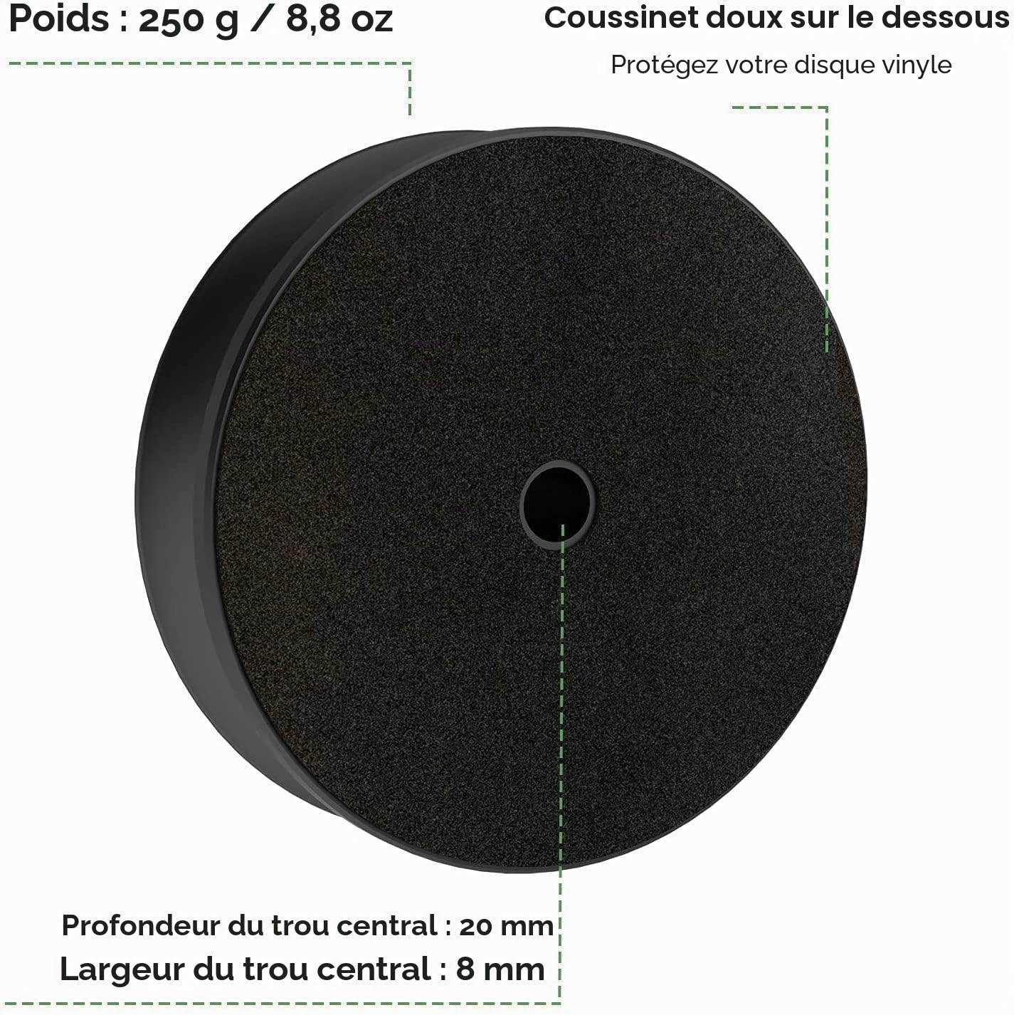 DIGITNOW Stabilisateur de Poids pour Tourne-Disque en Aluminium Compatible avec la Plupart des platines Noir