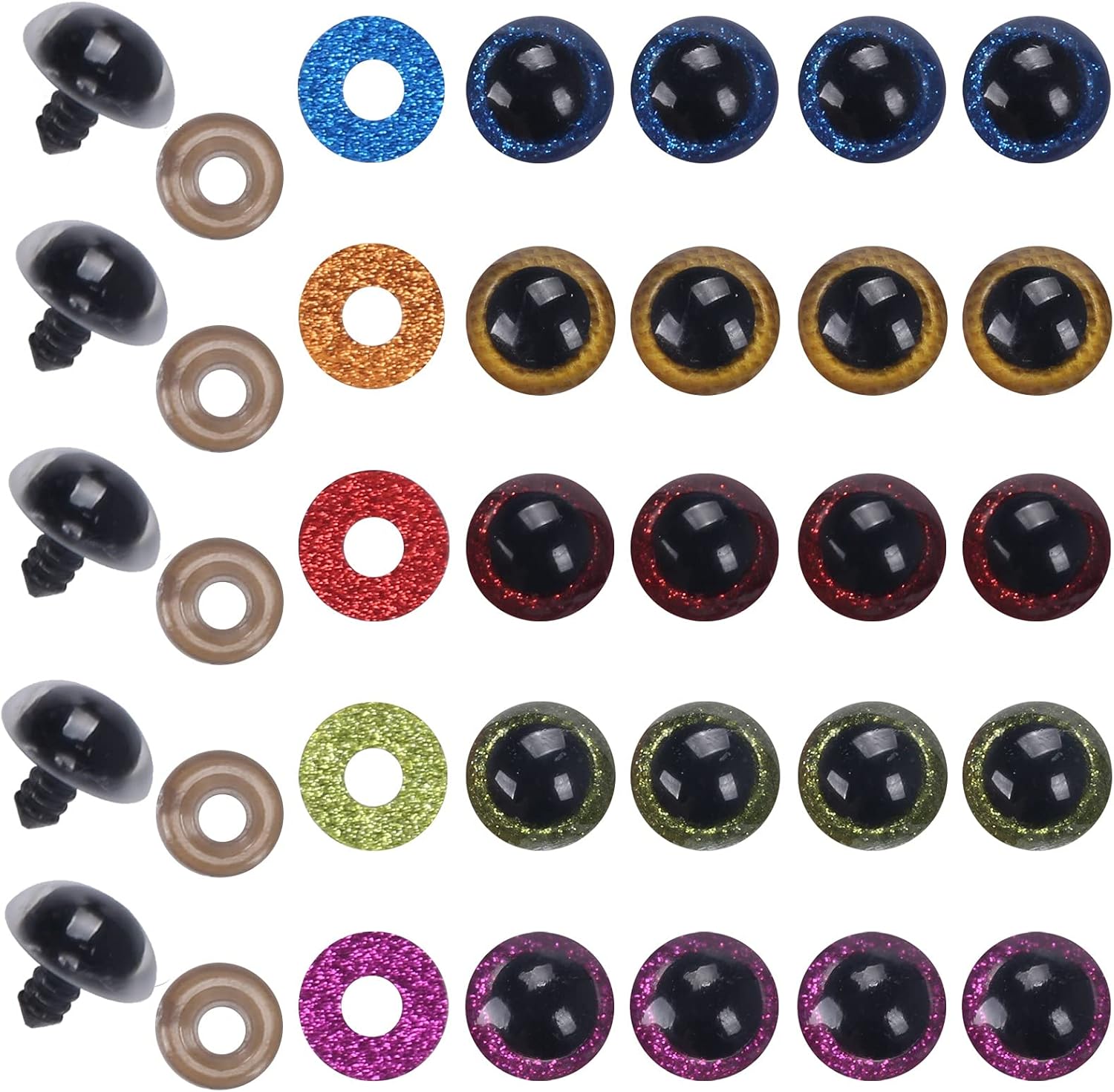 CVEROE 50 Sets Safety Eyes Plastic Safety Eyes for Toys Teady Bear Eyes