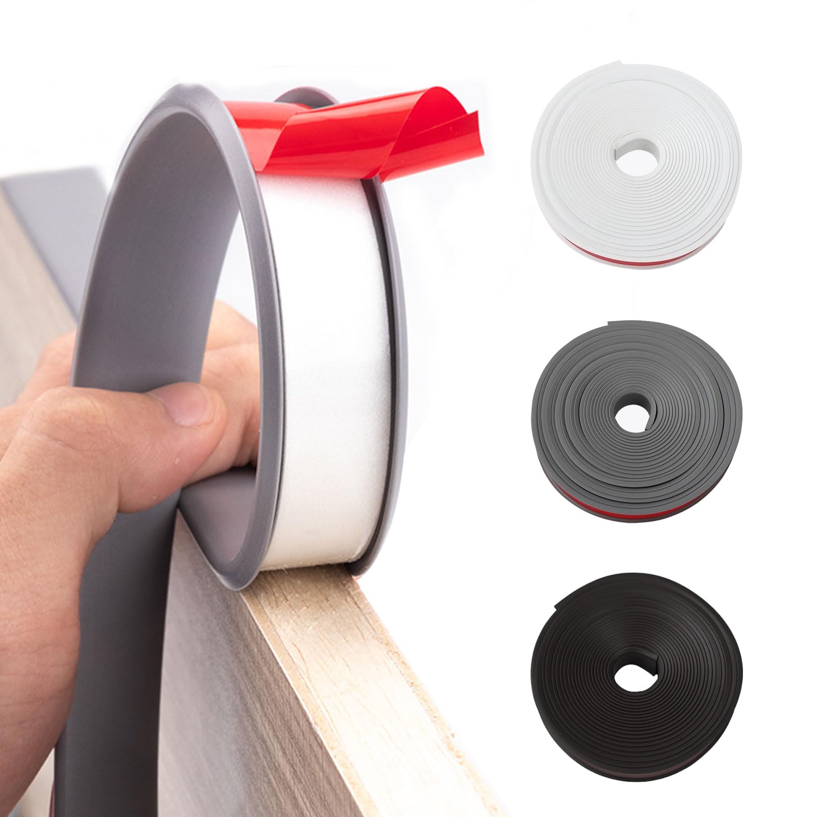 U-Shape Self-Adhesive Furniture Edging Strip, TPE Edge Banding, Black 16x5m