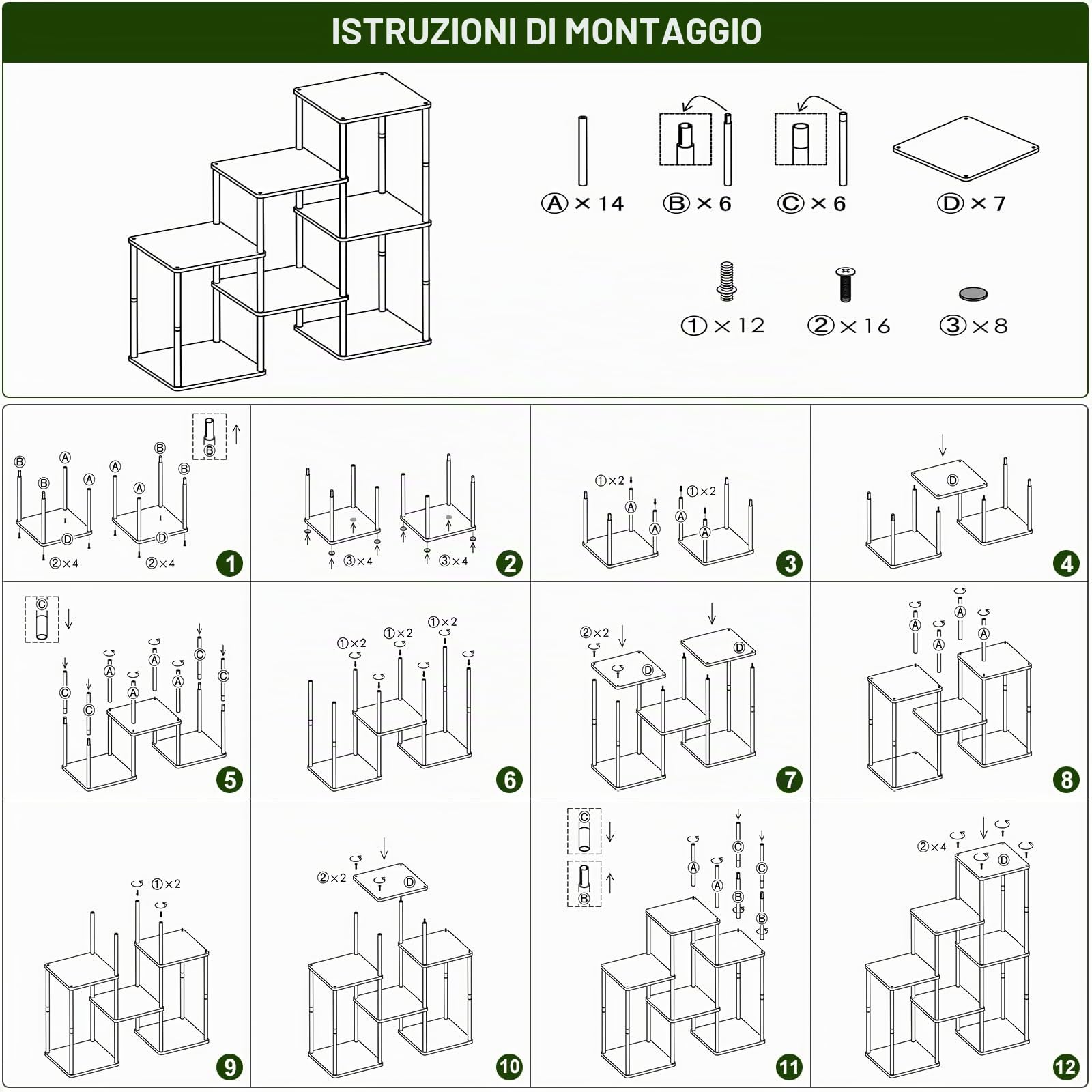 Supporto per Piante da Interno e Balcone | Portapiante Salvaspazio a Più Livelli in Effetto Legno, Struttura in Metallo Stabile, Montaggio Facile