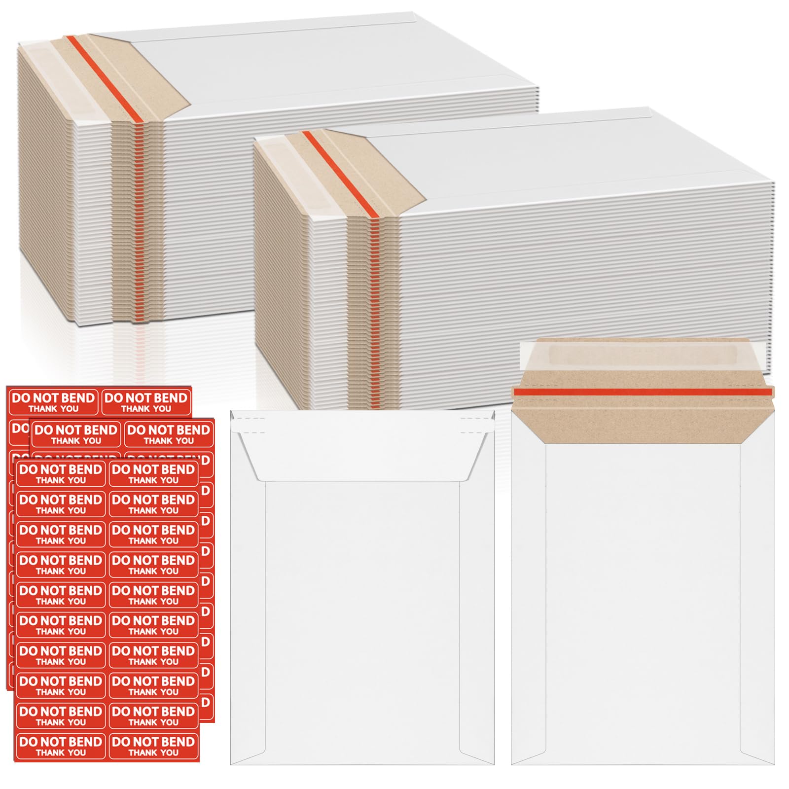 Photo 1 of CXIIPOL 100 Pack Rigid Mailers 6x8 Inch Self Seal Document Mailers, Protective Flat Cardboard Sturdy White Photography Envelopes for Photos, Document, CD, Coins, Stamps