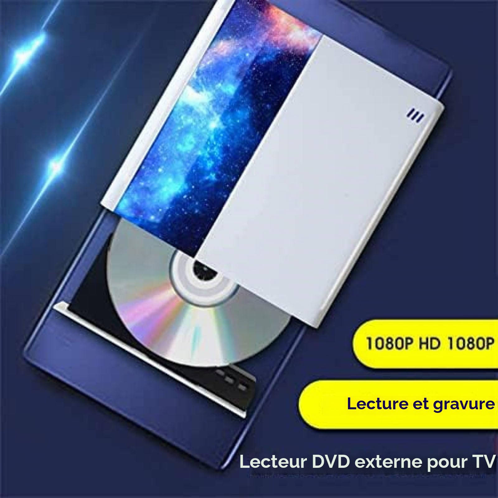 Lecteur DVD Portable, Lecteur DVD Externe USB 3.0 / USB-C avec Graveur CD/DVD HDMI 1080P pour Ordinateurs, Téléviseurs, Ordinateurs Portables,Picturesque234