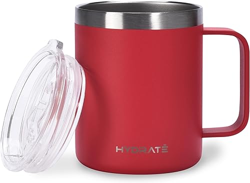 Miniatura 8 de HYDRATE Vaso con asa de 24 onzas, taza de café azul claro pastel, taza de viaje reutilizable, de acero inoxidable, sin BPA y sin toxinas, con