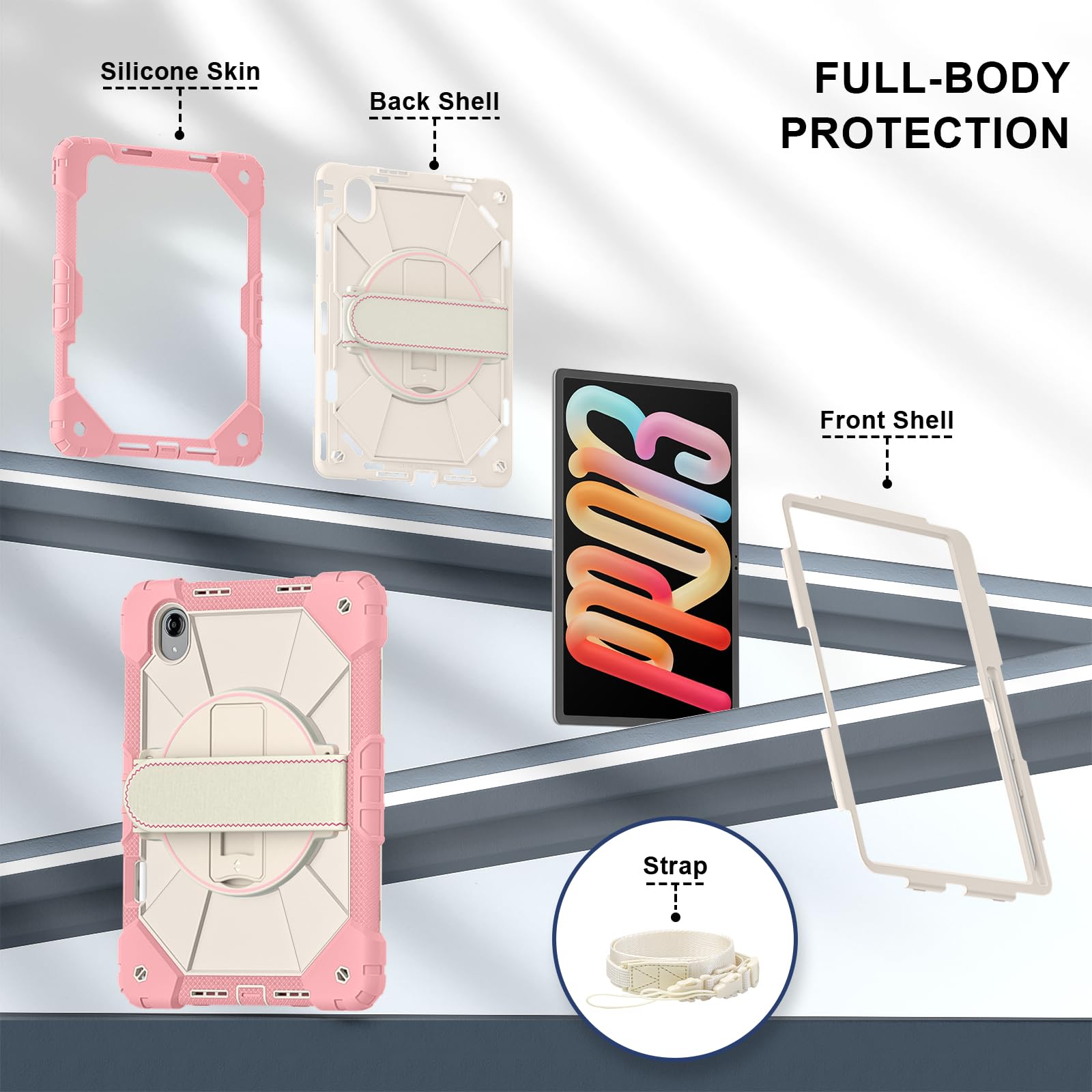 Custodia protettiva antiurto per Lenovo Tab idea Pro Gen 2 (TB390) 2026, custodia protettiva antiurto e resistente, con supporto girevole, portapenne, cinturino da polso e tracolla, guscio