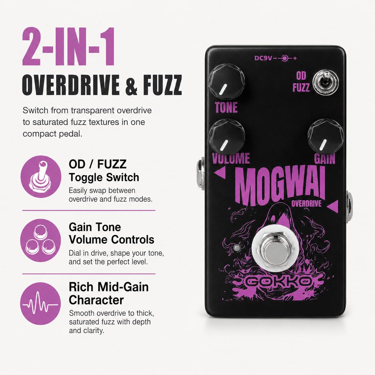Amazon | GK-61 Mogwai オーバードライブ ギターペダル – エレキギター