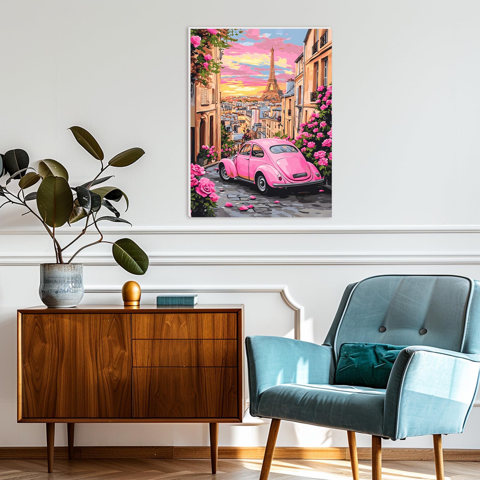 KEYIFA Malen Nach Zahlen Eiffelturm - DIY Gemälde Set 40x30cm Für Erwachsene