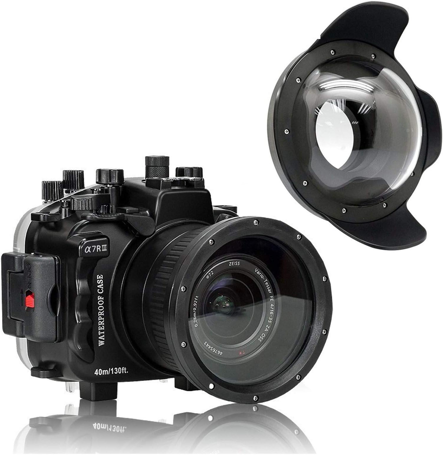 Seafrogs Underwater Housing for Sony A7 III A7R III with WA006C 8" Dome Port Kit (and Standard Port), Waterproof Case for Sony A7R3 A7M3 16-35mm F2.8 GM / 28-70mm F3.5-5.6/16-35mm F/4 Lens