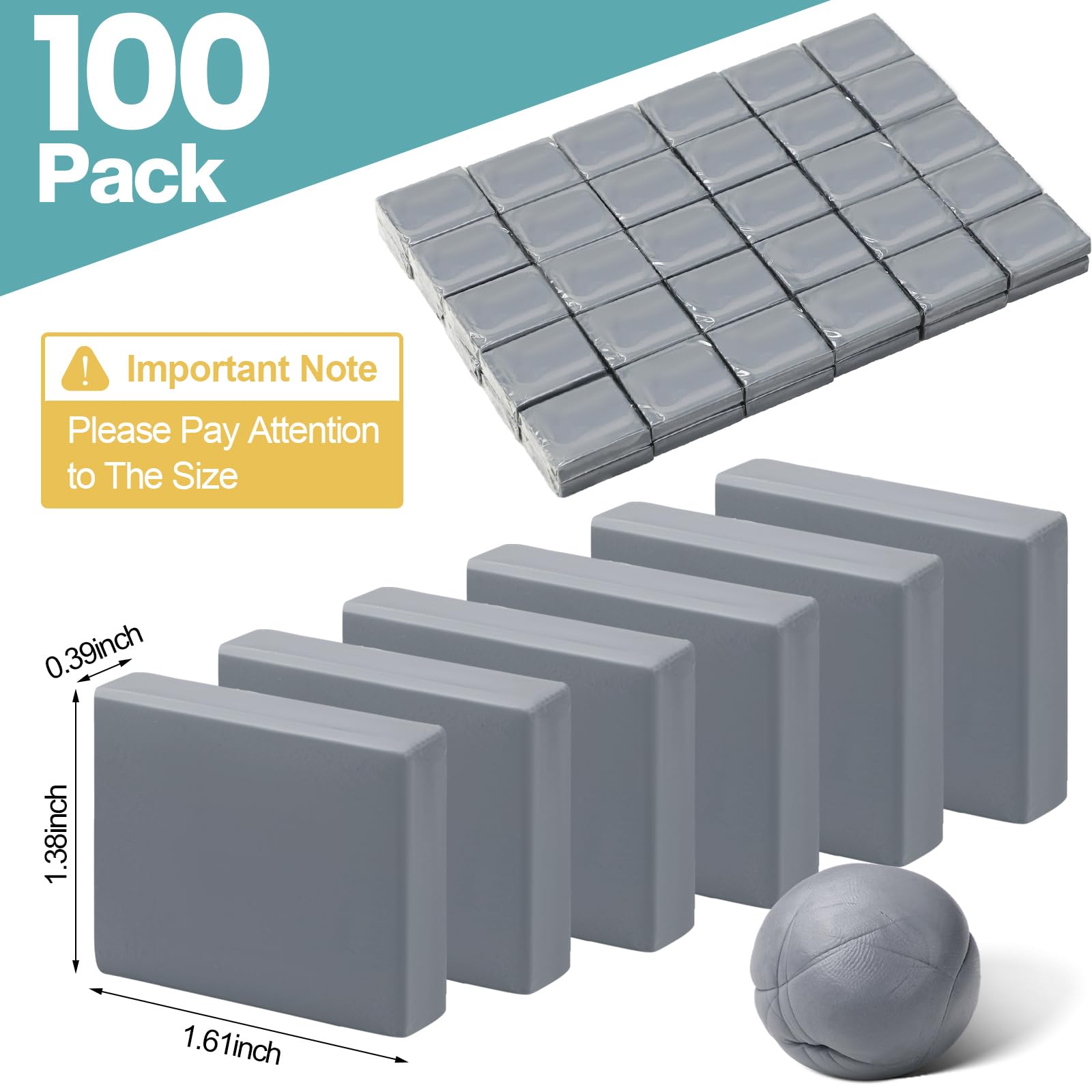 100 Stück geknetete Radiergummis, Großpackung, Zeichnen, Kunst, formbar, geknetet, grau, Skizzierradierer für Künstler, Mischen, Schattieren, Glätten, Korrigieren und Aufhellen Ihrer