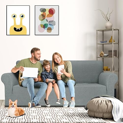 Miniatura 198 de MAXIJIN Funda súper elástica para sofá de 3 cojines, funda universal de 1 pieza para sofá de sala de estar, protector de muebles de elastano, apto