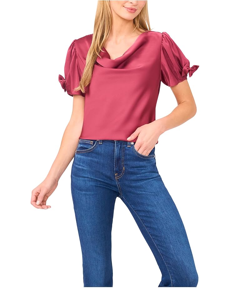 CeCe Cowl Neck Bubble Short Sleeve Top - Main View