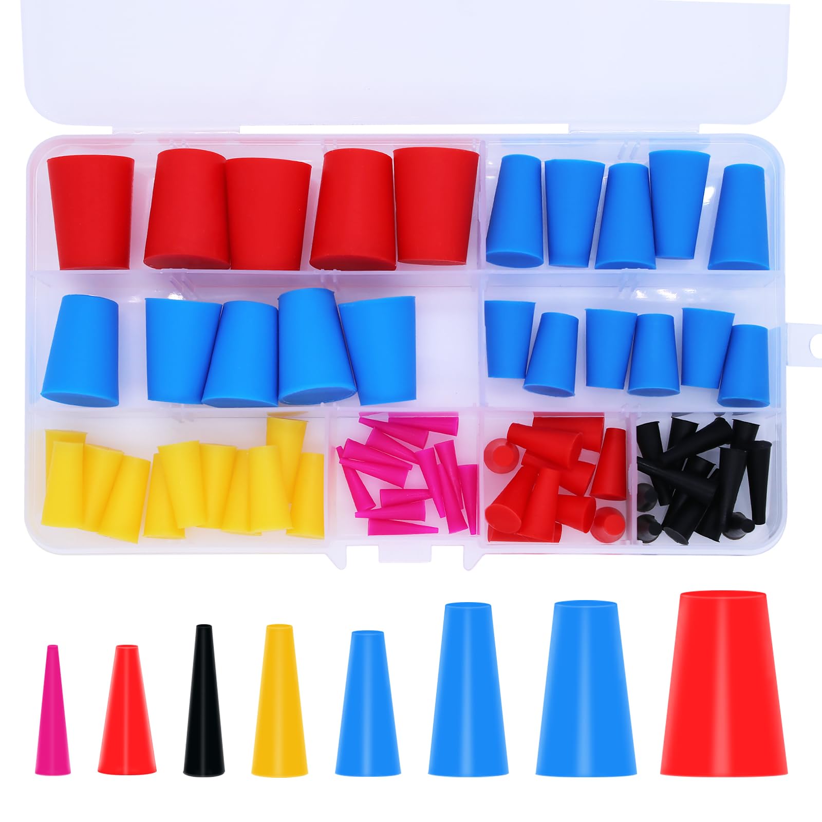 QUARKZMAN Siliconen rubberen stoppen, 6 stuks, conisch, 16 mm tot 21 mm