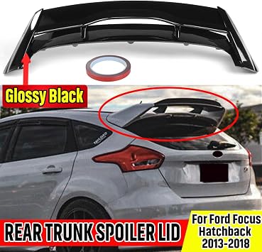 Rear Trunk Spoiler Lid Compatible with for Ford Focus Hatchback 2013-2018 RS Style Rear Trunk Spoiler Lid, Glossy Black