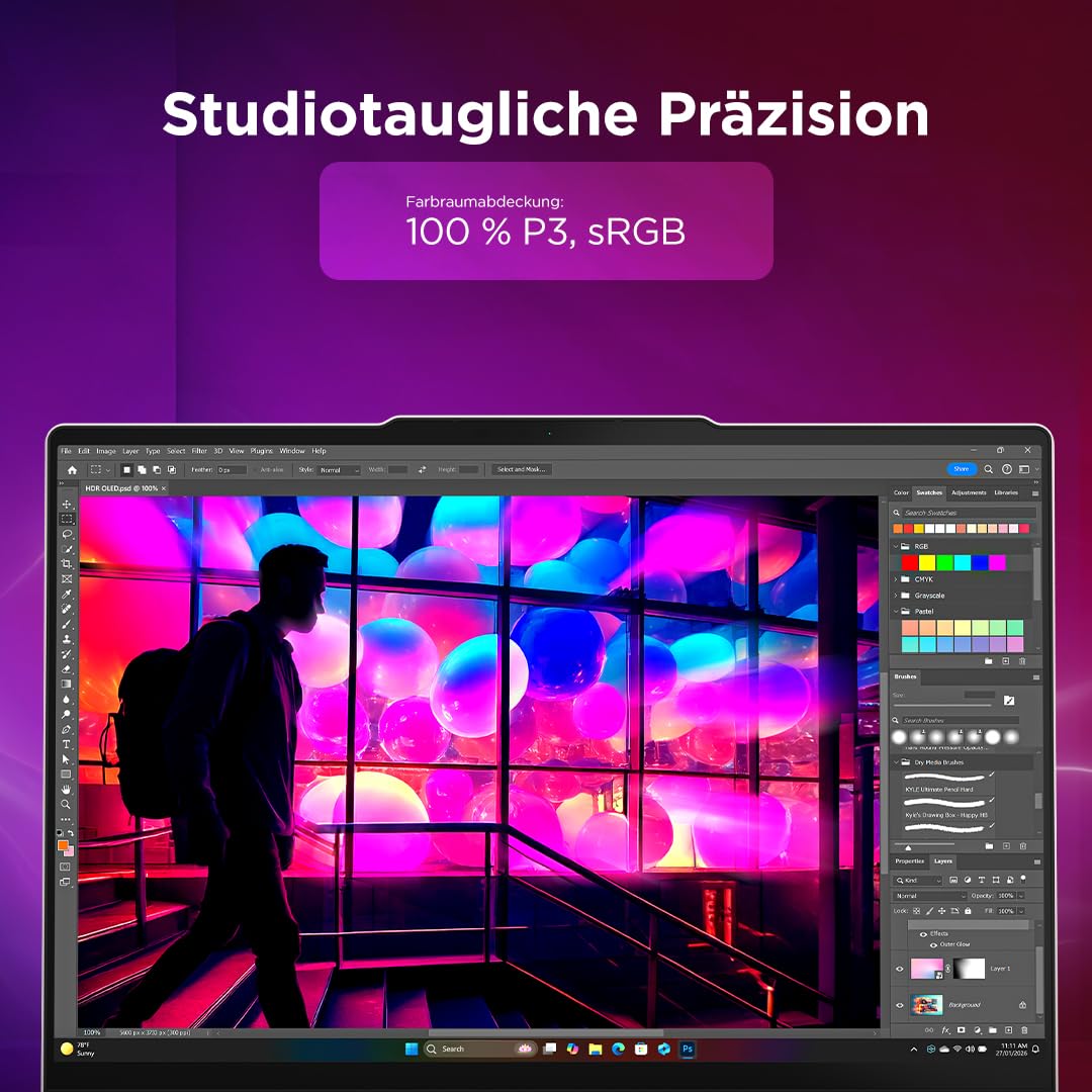 Lenovo Yoga Slim 7 Ultra Aura Edition Laptop | 14"2.8K WUXGA OLED Touch Display | Intel Core Ultra 7 355 | 32GB RAM | 1TB SSD | Intel ARC Grafik | Windows 11 | QWERTZ | Seashell |3 Monate Premium Care