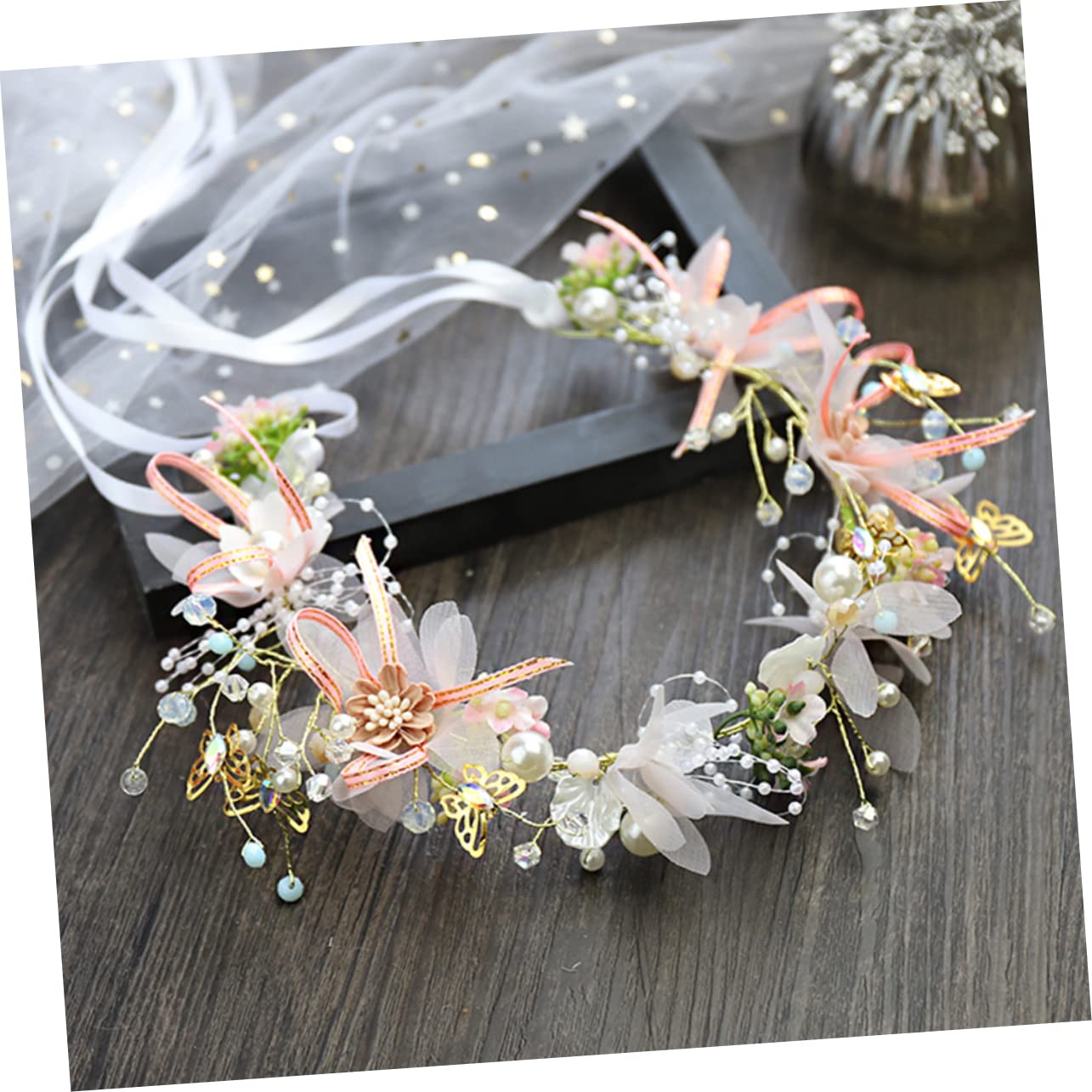 DOITOOL 3stücke Blumenkranz Haarschmuck Mit Perlen Und Schleife Elegant Und Leicht Für Hochzeiten Partys Und Besondere Anlässe Blumenschmuck Für Bräute Und Feiern