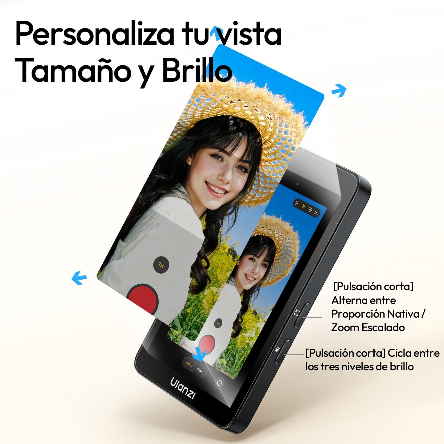 ULANZI VM1 Monitor Magnético para Selfie para Móvil, 4K 60 FPS Pantalla Magsafe para Vlog, Plug & Play, 3 Niveles de Brillo, USB-C 60W para iPhone 17-15, Cámara Trasera Android, TikTok Youtube