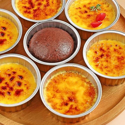 Miniatura 6 de Paquete de 50 moldes para cupcakes con tapas, moldes para hornear cupcakes con tapas, moldes de aluminio antiadherentes para magdalenas, mini latas