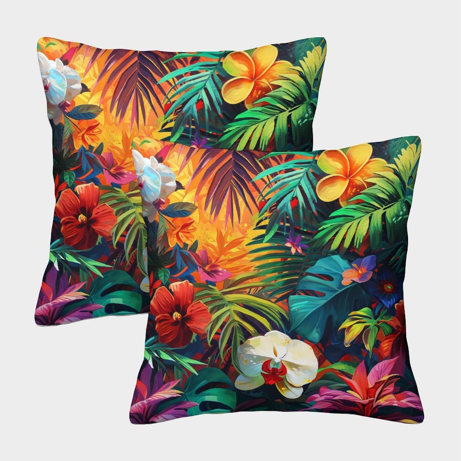 kaiyun 2 Pack Plants And Trees,Graffiti Pillowcase 50x50cm, Cushion Cover,3D Digital Printing Bed Sofa Decorative