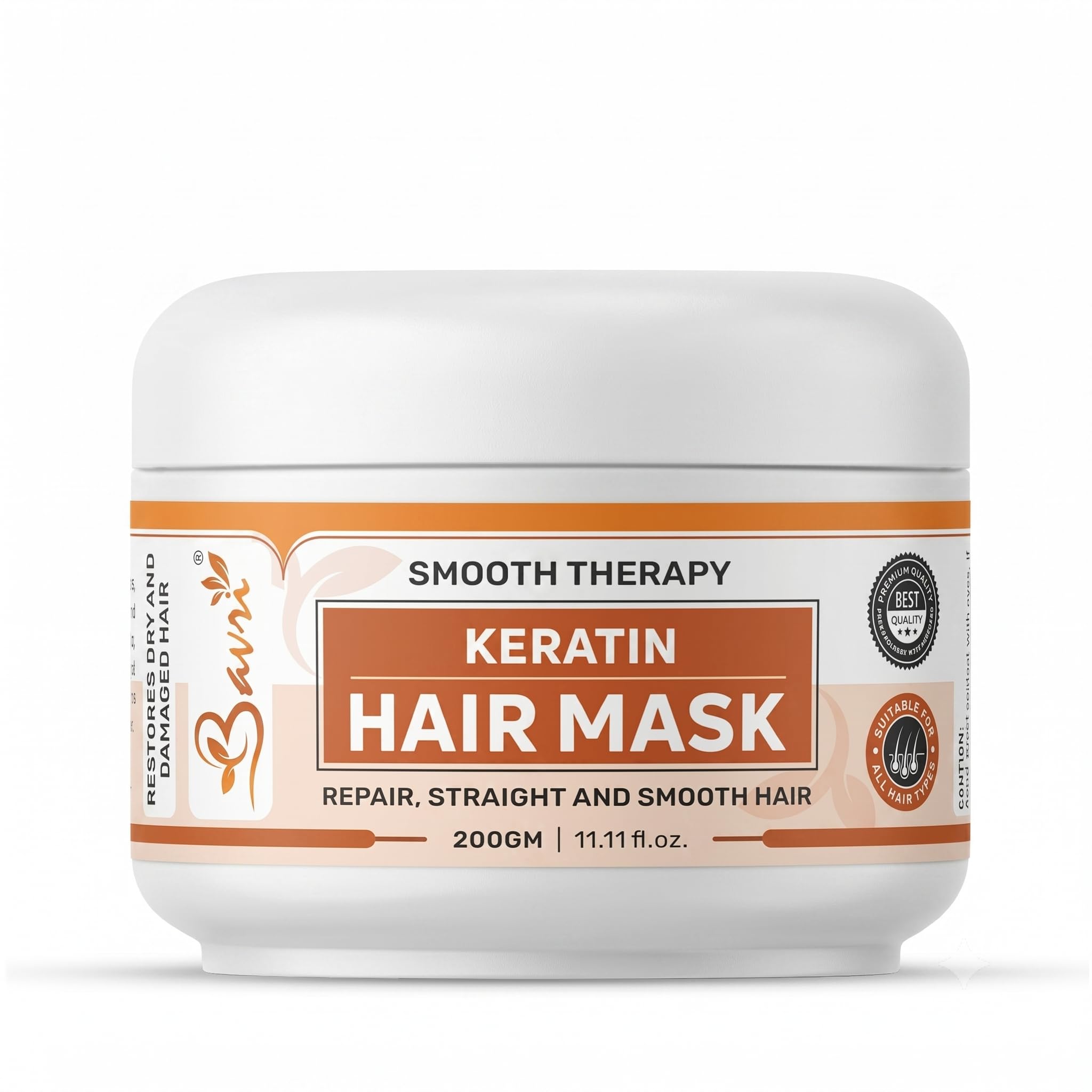 Keratin Hair Mask for Dry & Damaged Hair (200gm) | Smooth Therapy for Frizz Control & Straightening | Deep Conditioning Hair Spa Cream for Men & Women