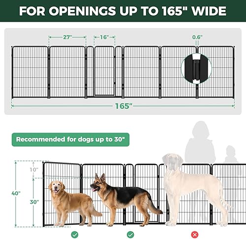 Miniatura 6 de FXW Puerta para perros extra ancha diseñada para uso en interiores, ancho ajustable de hasta 165 pulgadas de ancho (40 pulgadas de alto, 6 paneles