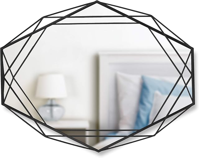 UMBRA Prisma Mirror. Prisma wall mirror on black metal structure. Dimensions 56.5x42.5x8.3 cm