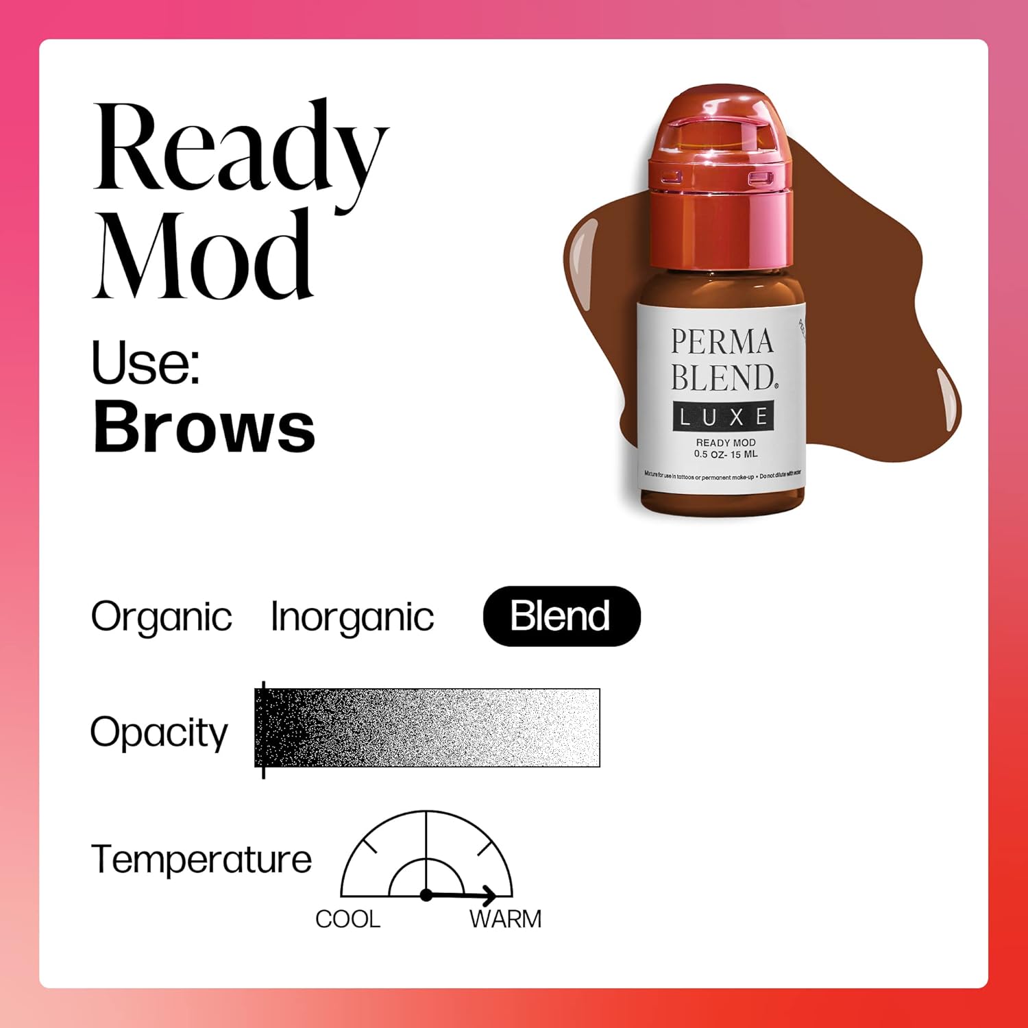 Luxe - Ready Mod - Microblading Ink Modifier - Professional Tattoo Ink - Enhance Ink Color - Vegan (0.5 oz)