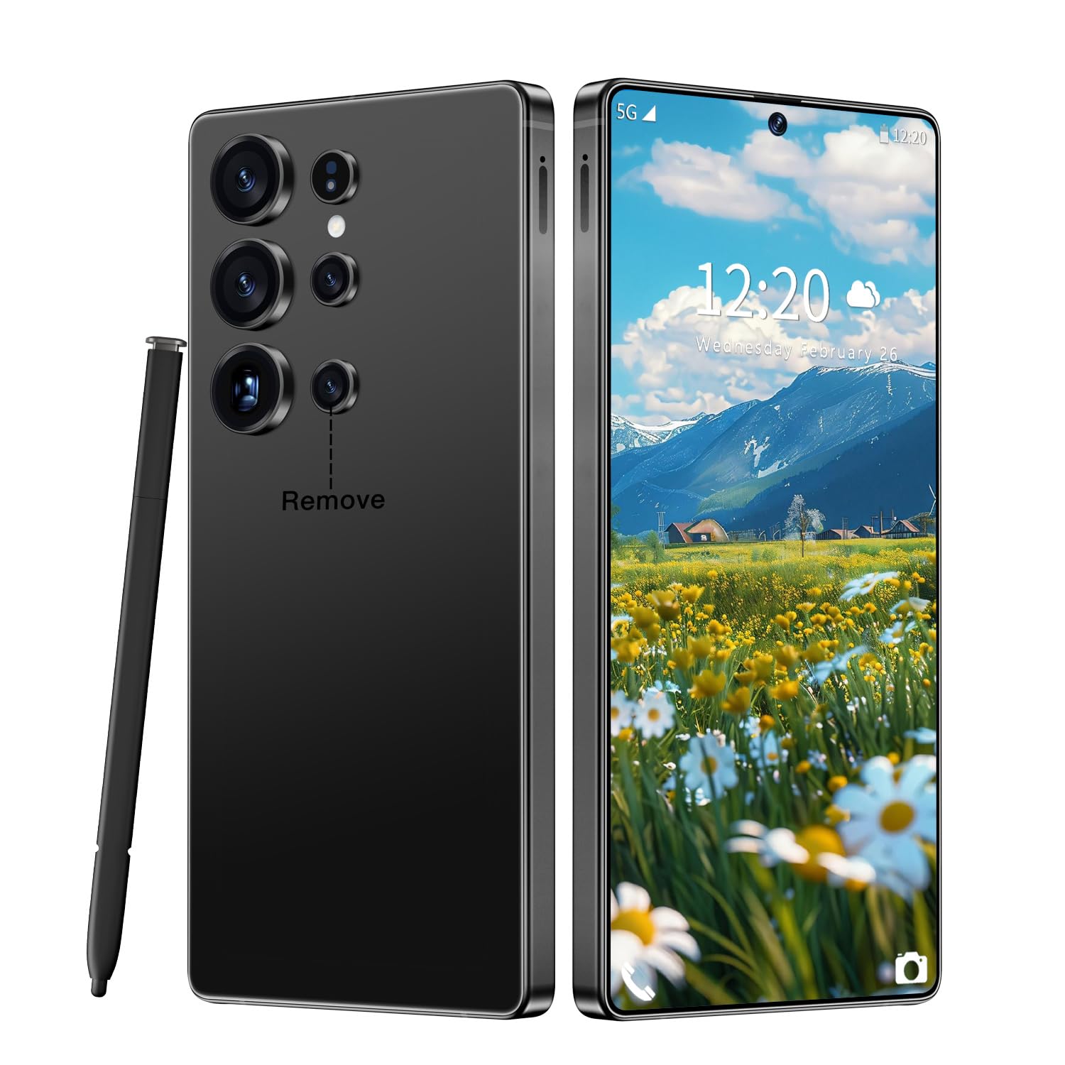 Huness S26 Ultra Unlocked Phone,Built in Pen The Phone,Cell Phone Battery 7000mAh 6.99" HD Screen,Android 15 16+512GB Smartphone,Dual SIM/5G/Face ID/Fingerprint Lock/GPS (Grey, 16+512G) — view 2