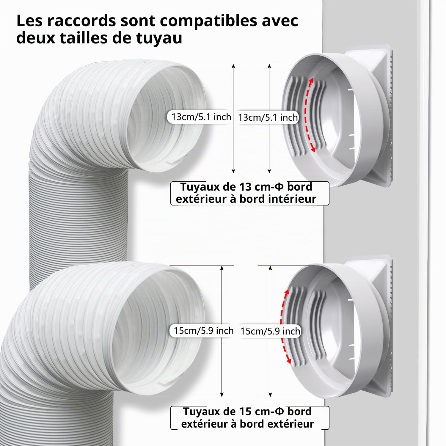 Kit Calfeutrage Fenêtre Climatisation réglable 260cm + Raccord Universel adaptateur 13/15cm,calfeutrage porte fenêtre climatiseur filtre écran, Iso. Thermo/Acoustique, Évac. Chaud, Démontable